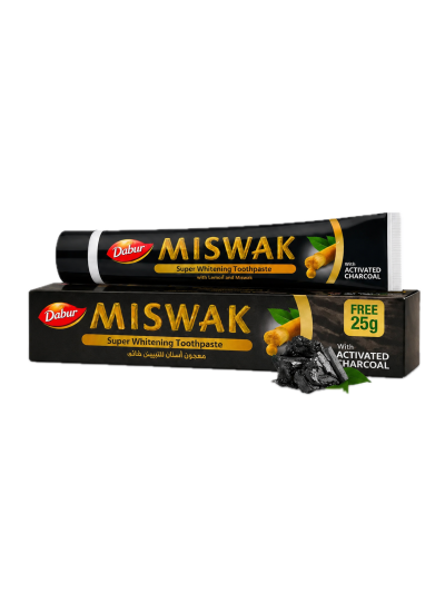 Dentifrice Miswak Dabur Charbon Actif- 75gX6